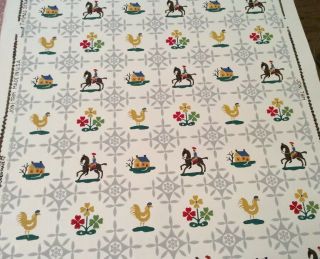 Vintage Wallpaper Midcentury Rooster House Rider On Horse Dbl Roll