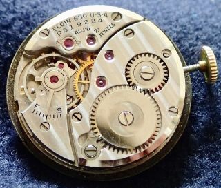 Lord Elgin U.  S.  A.  Gents Vintage Wristwatch Movement Circa 1952