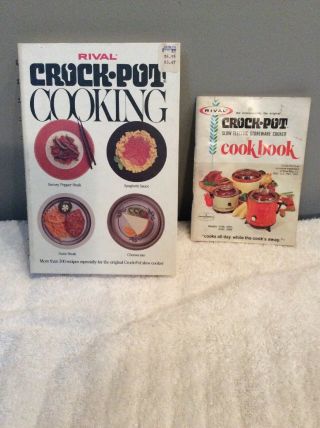 Set Of 2,  Vintage Rival Crock Pot Cooking Cookbooks Large And Small