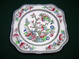Vintage Johnson Brothers Indian Tree 7 5/8 " Square Salad Plate Made In England