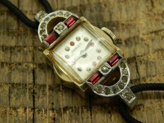 Vintage Swiss Made Ladies Chalet Elgin 18 Jewel 749 Watch Precious Stones Bezel 2