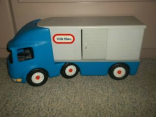 Vintage Little Tikes 23 " Blue Semi Moving Truck Tractor Trailer Big Rig