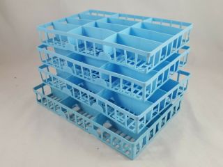 Vintage Hot Wheels Matchbox 4 Trays Carrying Case Blue Plastic Insert Dividers 3