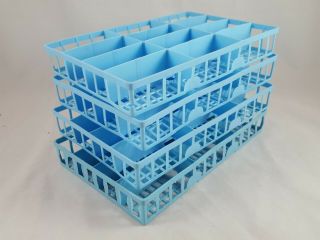 Vintage Hot Wheels Matchbox 4 Trays Carrying Case Blue Plastic Insert Dividers 4