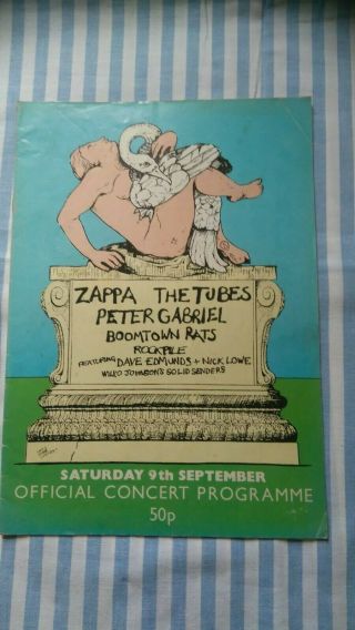 Vintage 1978 Knebworth Zappa The Tubes Boomtown Rats Concert Music Programme