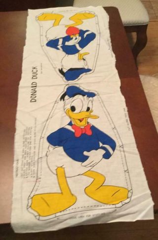 Vintage Walt Disney Production Donald Duck Doll Fabric Pillow Panel Uncut