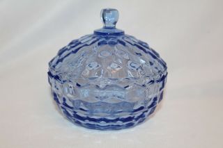 Vintage Cobalt Blue Candy Dish W/lid And Saw Tooth Edges Colony Whitehall