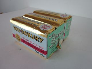 3 Bars Vintage Woodbury Bath Soap Advertising Toiletries Scented Deodorant Retro