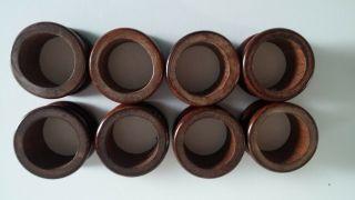 Vintage Wooden Brown Napkin Rings Set of 8 2