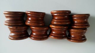 Vintage Wooden Brown Napkin Rings Set of 8 3