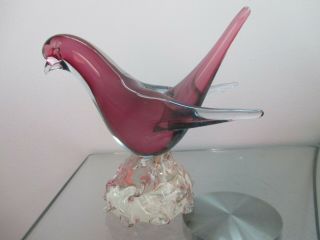 Vintage Murano Archimede Seguso Pink Art Glass Bird