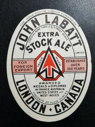Vintage John Labatt Extra Stock Ale Beer Label