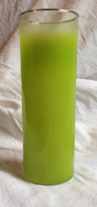 2 Vintage Federal Glass Lime Green Tall Drinking Cocktail Tom Collins Gold Set