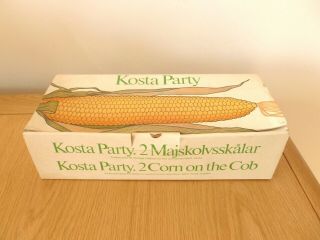 Rare Vintage Boxed Kosta Party 2 X Corn On The Cob Dishes By A & G Warff Kosta