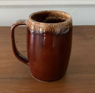 Vintage Hull Brown Drip Pottery Oven Proof Coffee Mug Beer Stein 5”tall 16oz