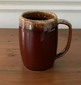 Vintage Hull Brown Drip Pottery Oven Proof Coffee Mug Beer Stein 5”Tall 16oz 2