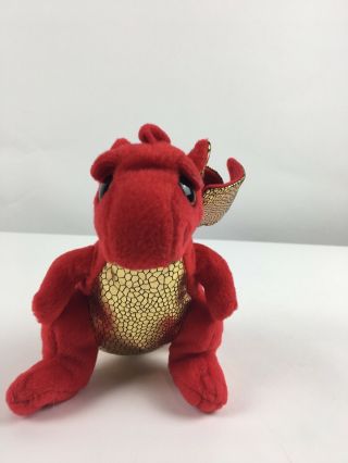 Vintage Adorable Ty Dragon Plush Small Red And Gold 6 Inches Sparkle Eyes