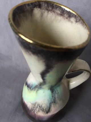 WEST GERMAN VASE ceramic 258 - 17 VINTAGE RETRO green drip HANDLED JUG POT pottery 3