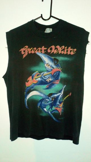 Vintage 1989 Great White Band Tour T Shirt M Glam Metal 80s