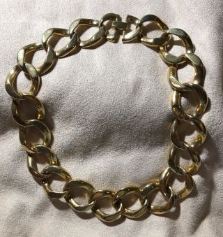 Vintage 80s Large Chain Link 18 " Gold Tone Necklace