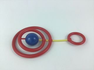 Johnson And Johnson Baby Toy Ring Rattle Red Round Rings Vintage 70s Toys