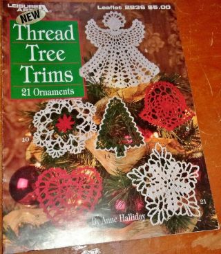 Thread Lace Tree Trims Christmas Ornaments Decor Vtg Crochet Pattern Book 14 Pg