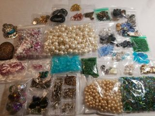 Vintage To Now Jewelry Making Supplies; Beads,  Findings,  Charms,  Pendants 2lbs