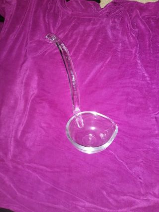 Vintage 12” Long Clear Glass Punch Bowl Ladle Applied Handle W/ Hook Side Spout