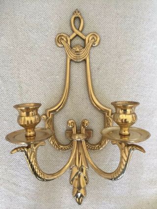 Vintage Solid Brass French Rococo Style Wall Sconce 3