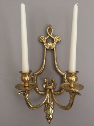 Vintage Solid Brass French Rococo Style Wall Sconce 4