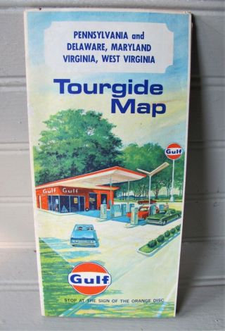 1969 Vintage Gulf Oil Tourgide Road Map Pennsylvania Delaware Virginia Tourguide
