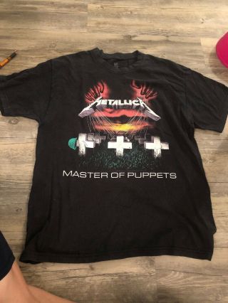 Vintage Metallica T - Shirt Master Of Puppets 90s Graveyard Size L