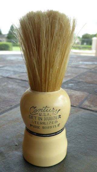 Vintage Shaving Brush Pure Bristle Made In Usa By Century Set In Rubber
