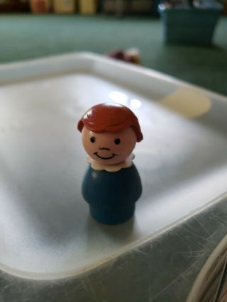 Vintage Fisher Price Little People Girl Brown Hair Plastic Blue Body