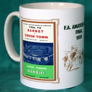 Football Barnet V Crook Town 1959 Vintage Programme Design Mug.  Bnib