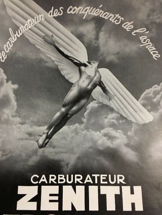 Vintage Art Deco 1938 Zenith Stromberg Carburetor Auto Aviation Flying Nude Ad