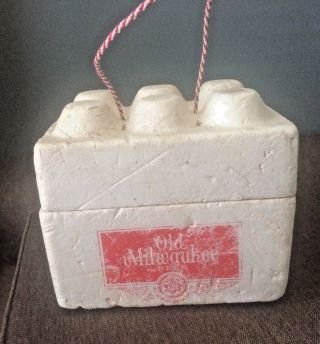 Vintage Old Milwaukee Beer Styrofoam Cooler Ice Chest 6 Pack - Rope Handle