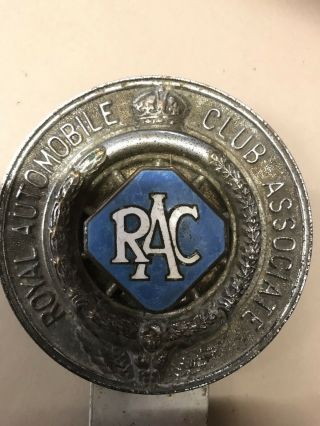Vintage 1938 Royal Automobile Club Car Grille Badge - Pre - War/ww2 Issue Rac Emblem