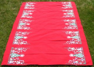 Bright Swiss Alpine Christmas Table Cloth Tablecloth Runner Fabric Wilendure Vtg