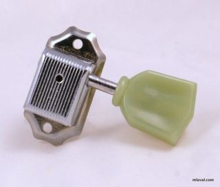 Classic Vintage Style Tuning Key Tuner Head Peg Bass Side E - A - D Chrome/green