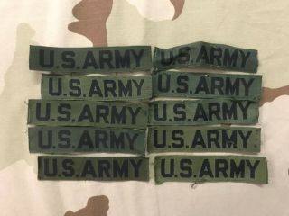 Us Army Vintage Nylon Name Tape Tag Woven Green Od Set Of 10