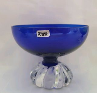 Set of 4 Vintage 60 ' s 70 ' s Aseda Swedish Glass Pedestal Bowls Bo Borgstrom Orig 2