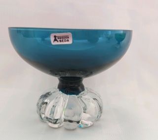 Set of 4 Vintage 60 ' s 70 ' s Aseda Swedish Glass Pedestal Bowls Bo Borgstrom Orig 4