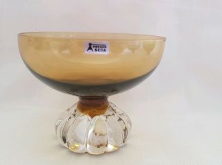 Set of 4 Vintage 60 ' s 70 ' s Aseda Swedish Glass Pedestal Bowls Bo Borgstrom Orig 5