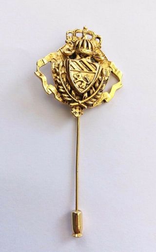 Vintage Stick Pin Brooch Gold Tone National Coat Of Arms
