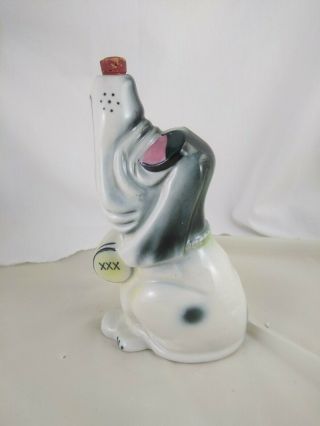 Vintage Ceramic Booze Hound Whiskey Decanter With Cork Nose Man Cave Decor 7 " H