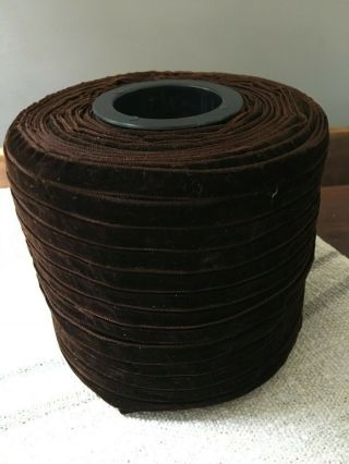 Vintage French Velvet Ribbon Chocolate Brown Double Sided Spool