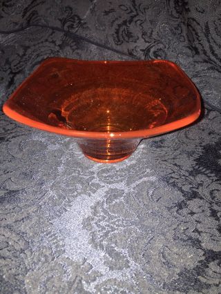 Vtg Viking Art Glass Persimmon Orange Candy Dish Bowl 2 3/4” H