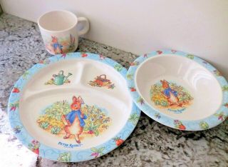 Vintage Peter Rabbit Melamine Nursery Set Plate - Cup & Bowl By Eden