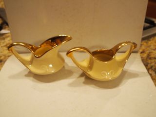 Vintage Pearl China Co Hand Decorated 22k Gold Art Deco Sugar And Creamer